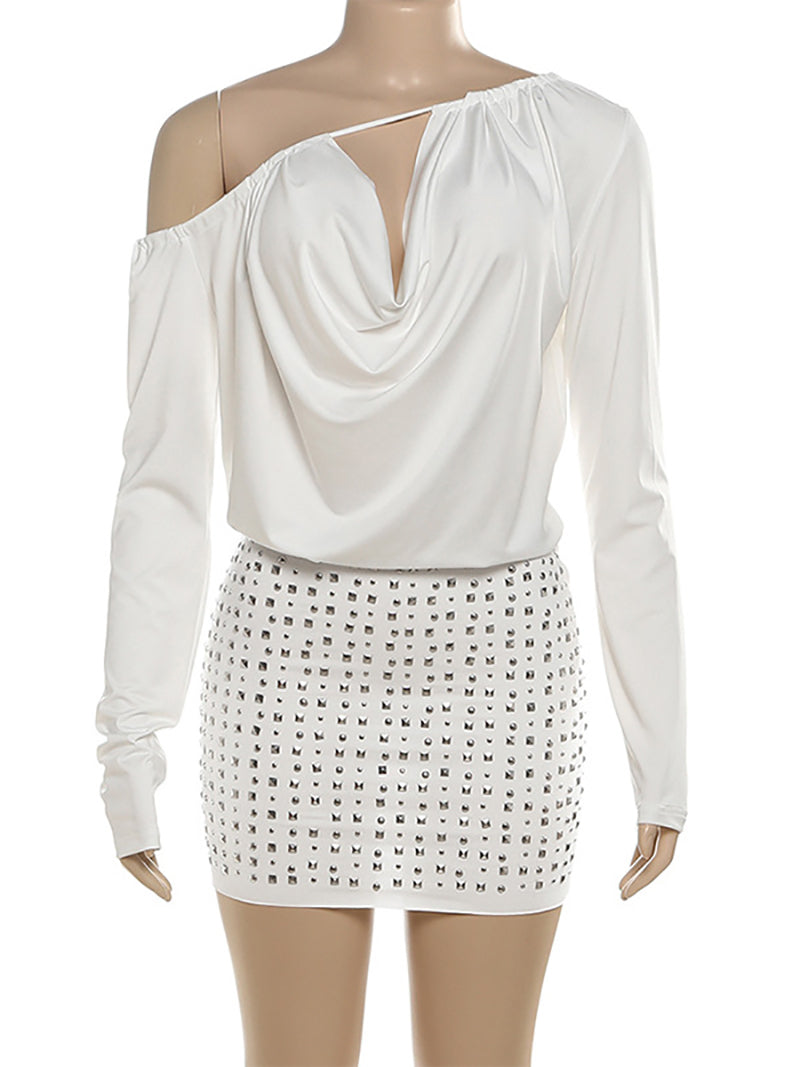 Elegant Backless Tie Up One Shoulder Mini Dress