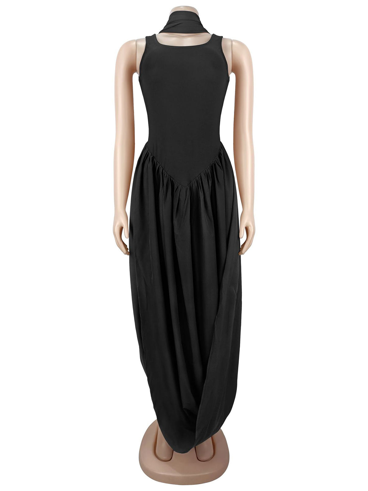 Sexy Ribbon Patchwork High Slit Pleated Dress