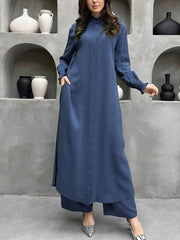 Fashion Long Shirt Straight Pants Set