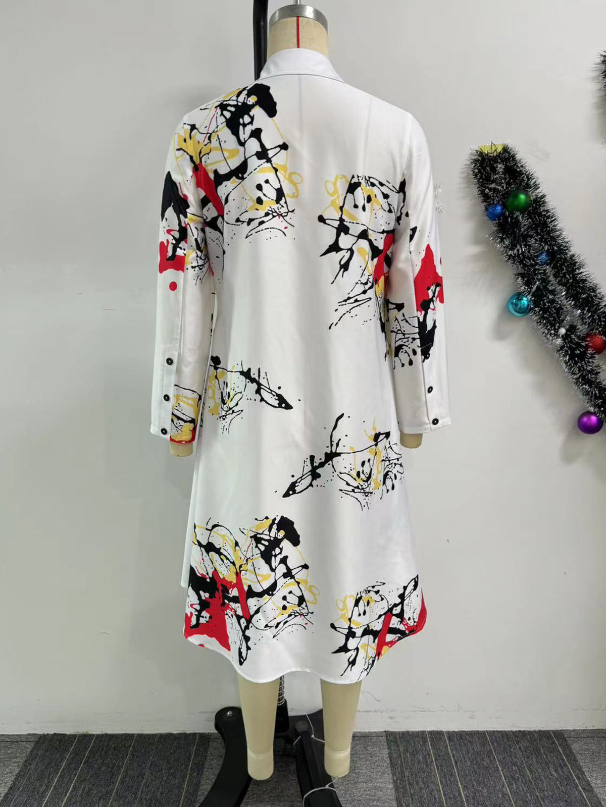 Casual Printed Loose Irregular Shirt Dress