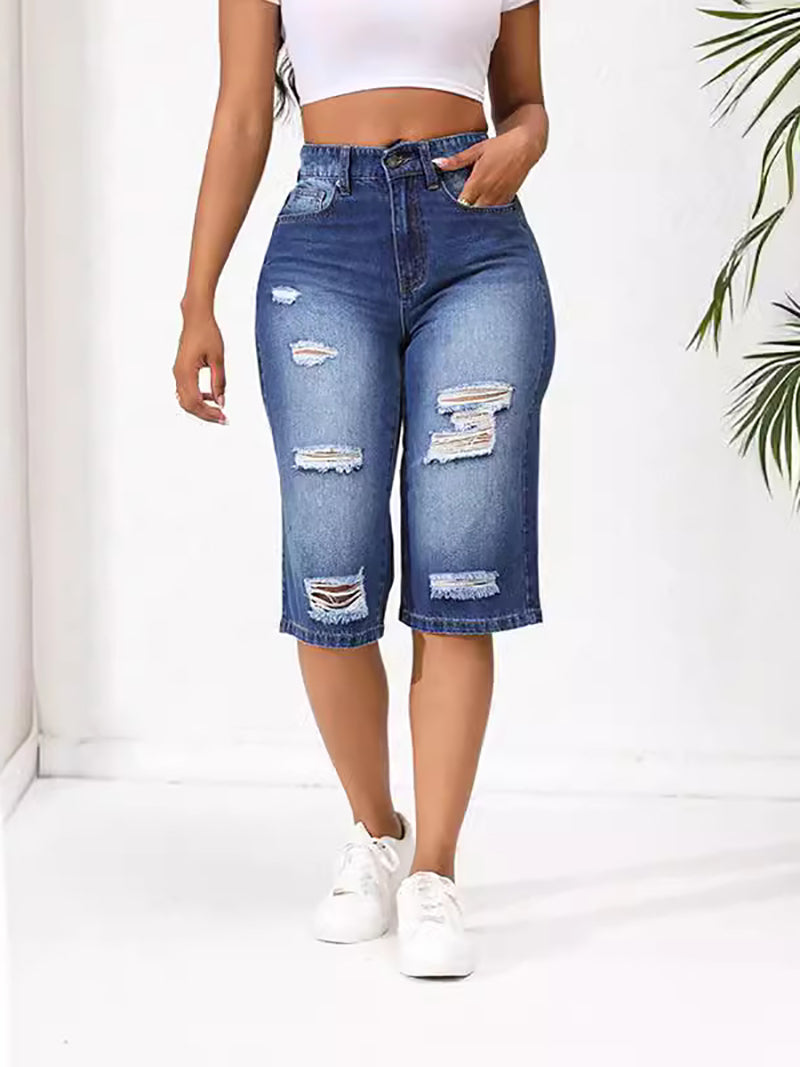 Straight Leg Loose Trendy Midi Jeans