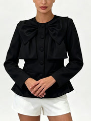 Women's Bow Tie Cropped Jacket-boutique