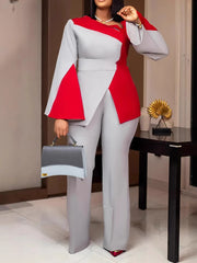 Plus Size Fashion African Print Flare Sleeve Pants Set