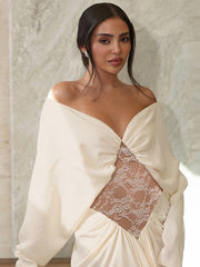 Off Shoulder Lace Panel Bodycon Dress
