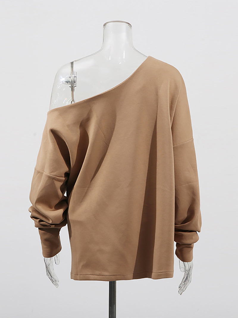 Asymmetrical Jersey Off-the-shoulder Sweatshirt