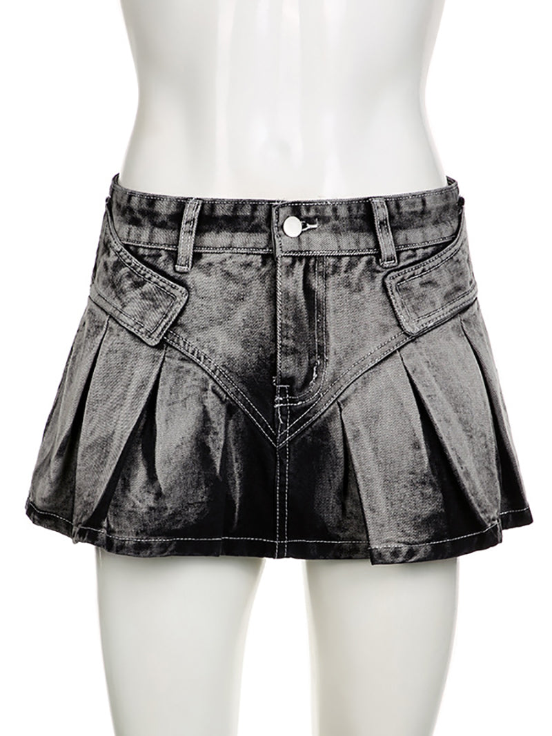 Mid-Waist Women‘s Jeans Short Skirt