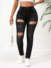 Fashion Ripped Cut Out Skinny Jeans