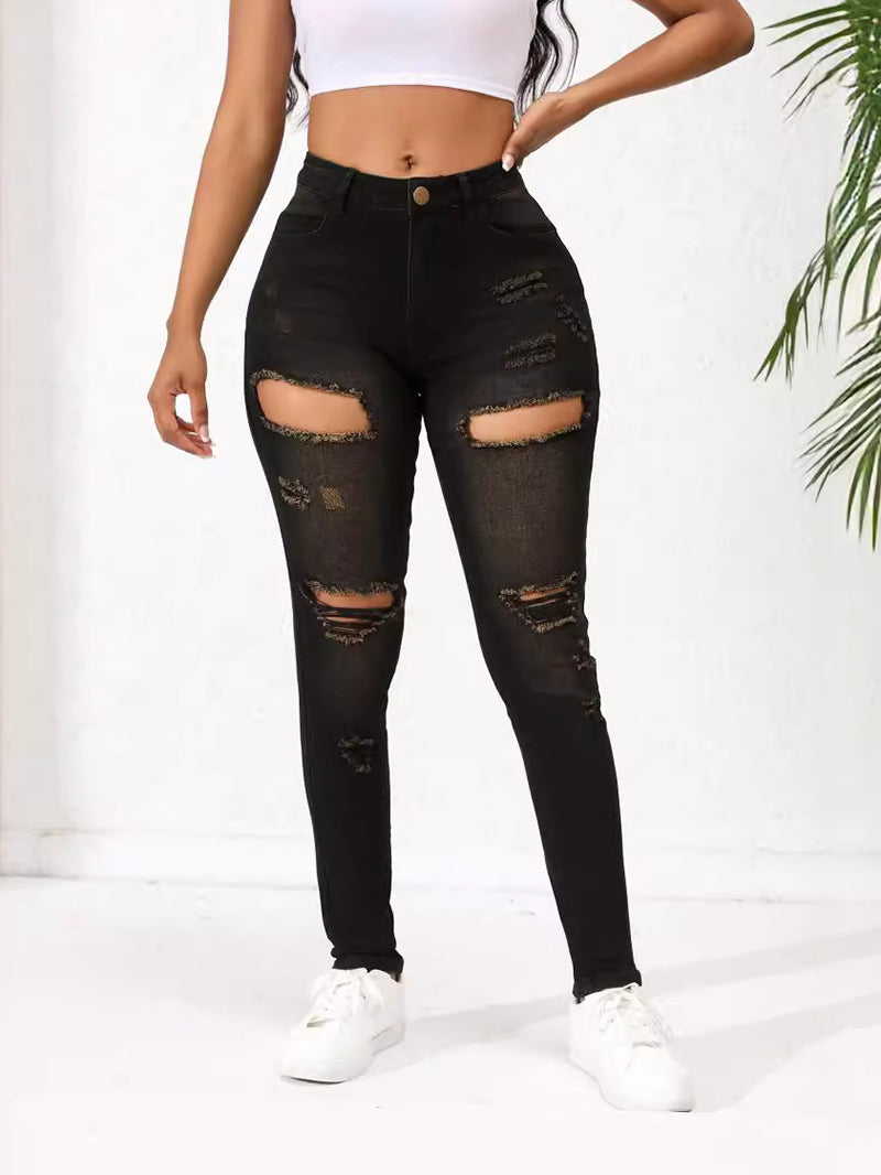 Fashion Ripped Cut Out Skinny Jeans