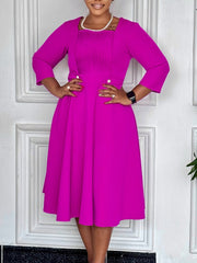 Fashion Square Neck Ruched High Waist Dress