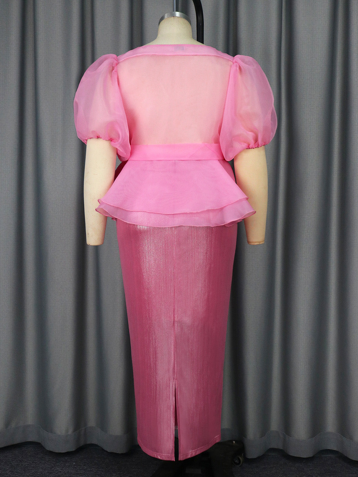 Elegant Sheer Mesh Lace-up Shirt And Long Skirts Set