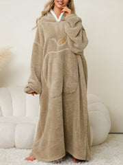 Pocketed Contrast Long Sleeve Hooded Lounge Dress