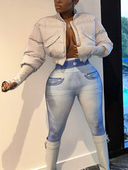 Fashion Cropped Puffer Long Sleeve Jacket