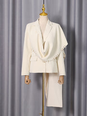 Fashion Beaded Asymmetric Drape Blazer
