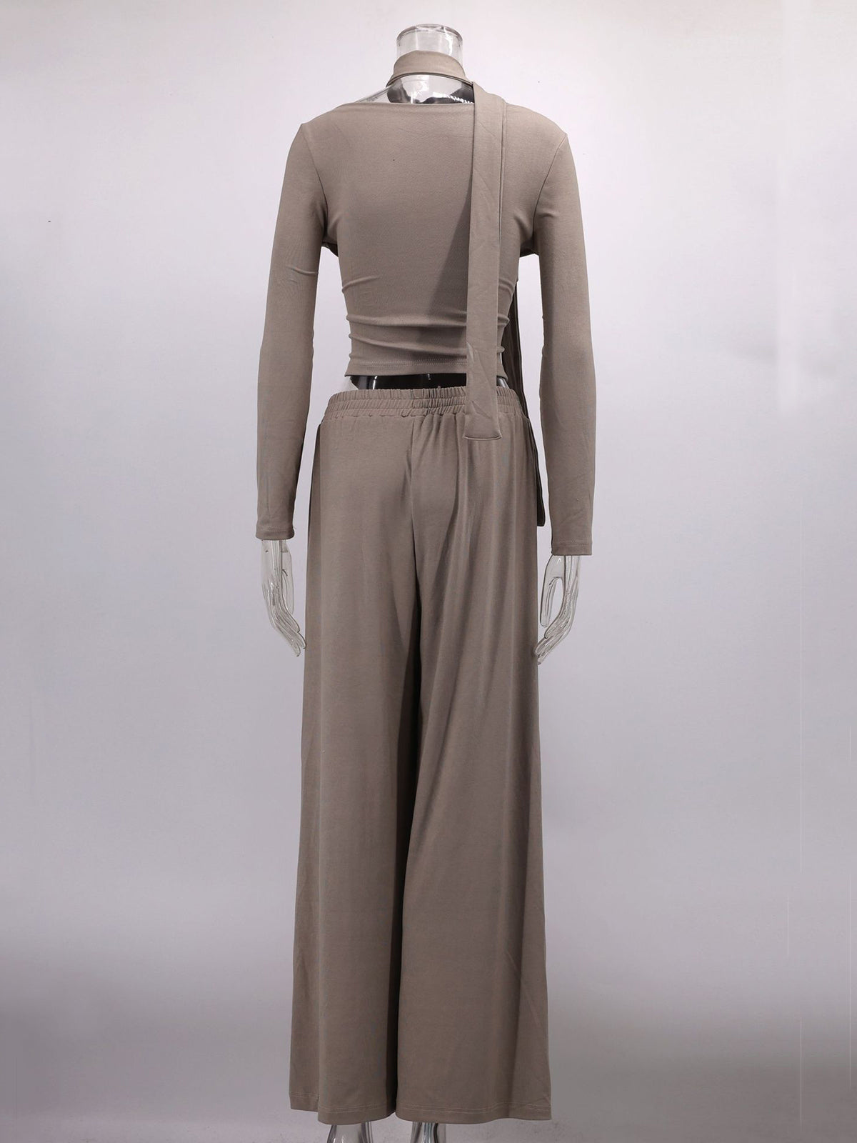 Off Shoulder Top And Ruched Wide Leg Trousers Sets
