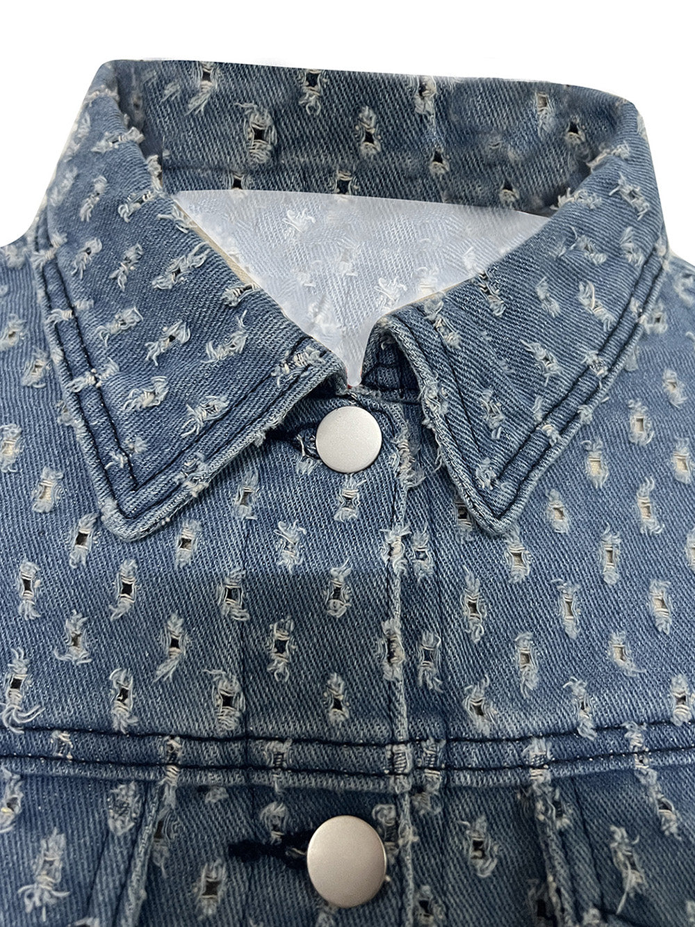 Denim Ripped Cropped Jacket and Shorts Casual Set