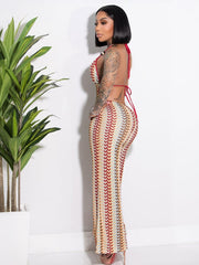 Striped Halter Backless Jumpsuit