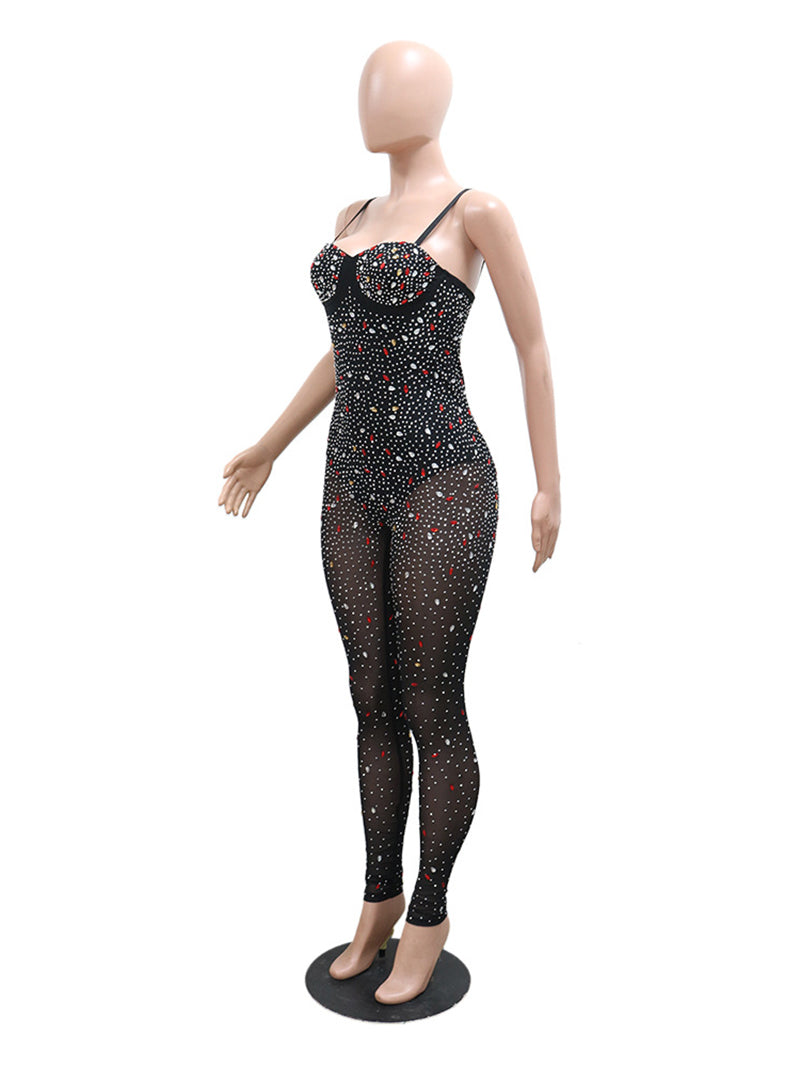 Sexy See through Rhinestone Jumpsuit