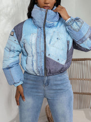 Fashion Denim Print Cotton Jacket Coat