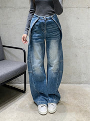 Casual High Waist Loose Straight Jeans