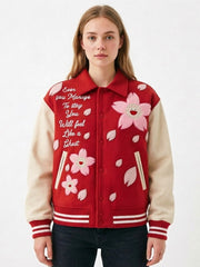 Printed Double Layer Wool Varsity Jacket