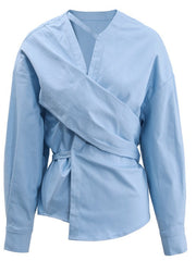 Asymmetric Cinched Waist Blouse