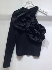 Fashion Patchwork Appliques Slim Top