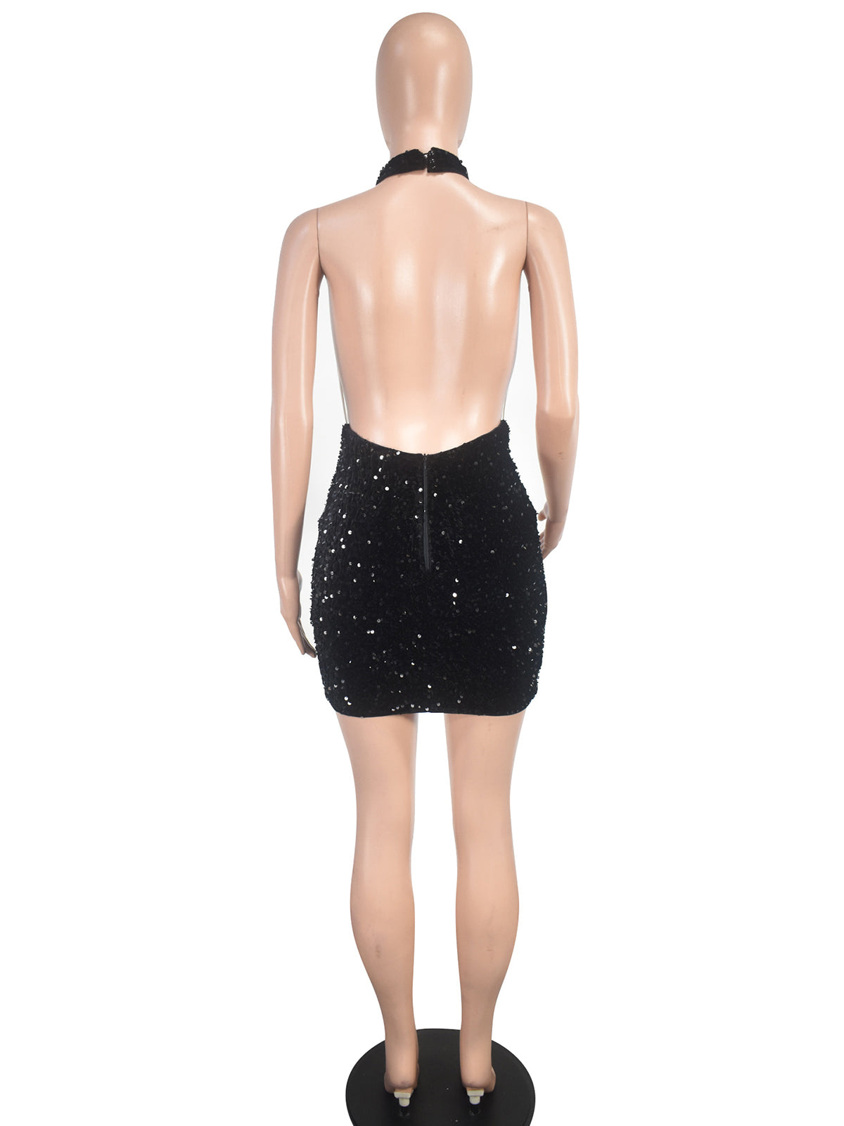 Sexy Halter Neck Sequin Bodycon Tube Mini Dress