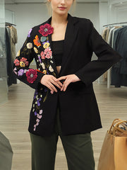 Fashion Floral Beaded Embroidery Blazer