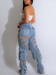 Fashion Ripped Straight Jeans