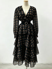 Polka Dot Color Block Tiered Maxi Dress-boutique