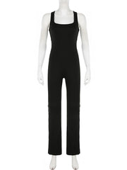 Casual Hollow Out Backless Yoga Jumpsuit