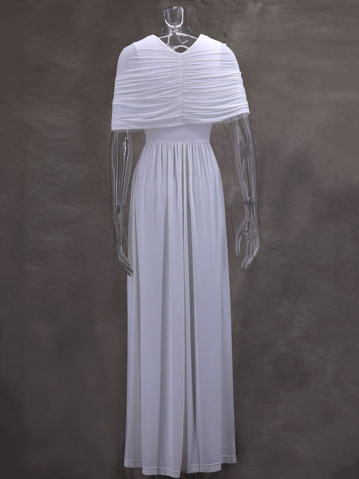 Elegant High Waist Cape Pleated Maxi Dress