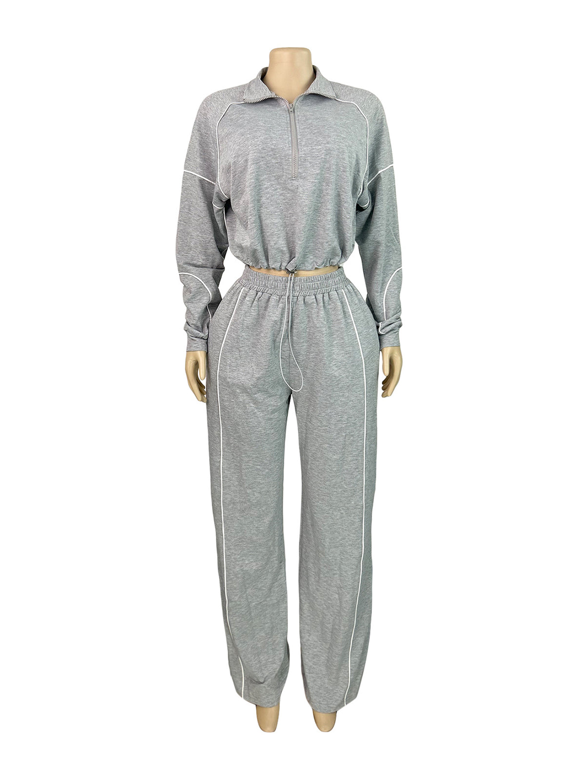 Striped Cropped Hoodie and Straight-Leg Joggers Set