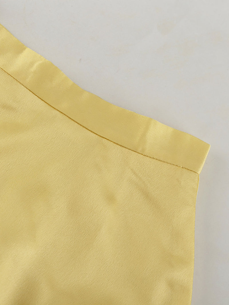 Satin Simple High Waist Half Body Long Skirt