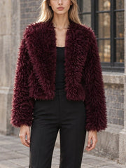 Faux Fur Collar Cropped Jacket-boutique