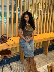 Stretch Denim Cargo Bermuda Shorts