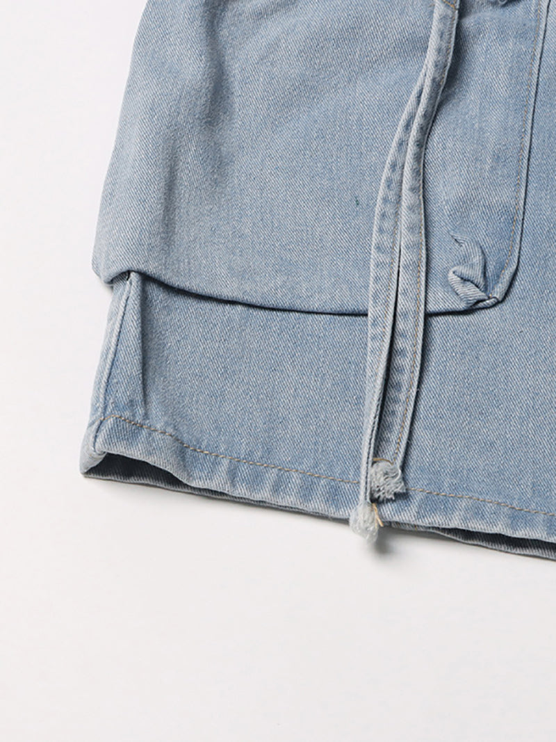 Casual Multi-pocket Cargo Denim Skirt