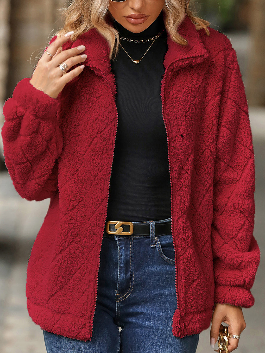 Solid Color Flannel Cardigan Coat