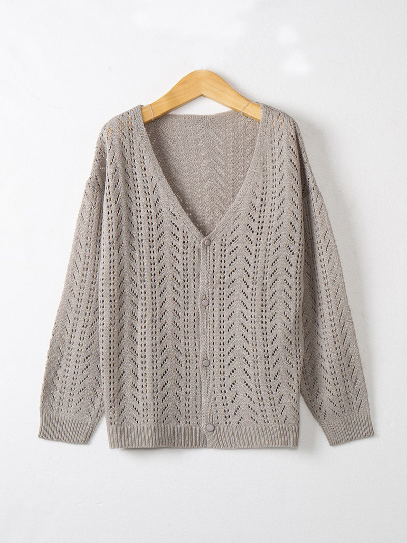 Casual Knit Crochet Button Cardigan Sweater