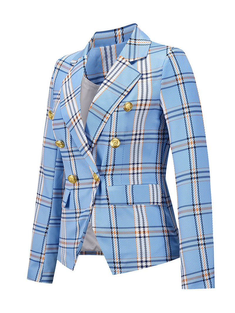 Plaid Printed Slim Lapel Blazer Jacket