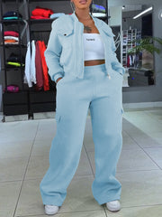 Casual Hoodie Cargo Pants Sports Two Piece Set