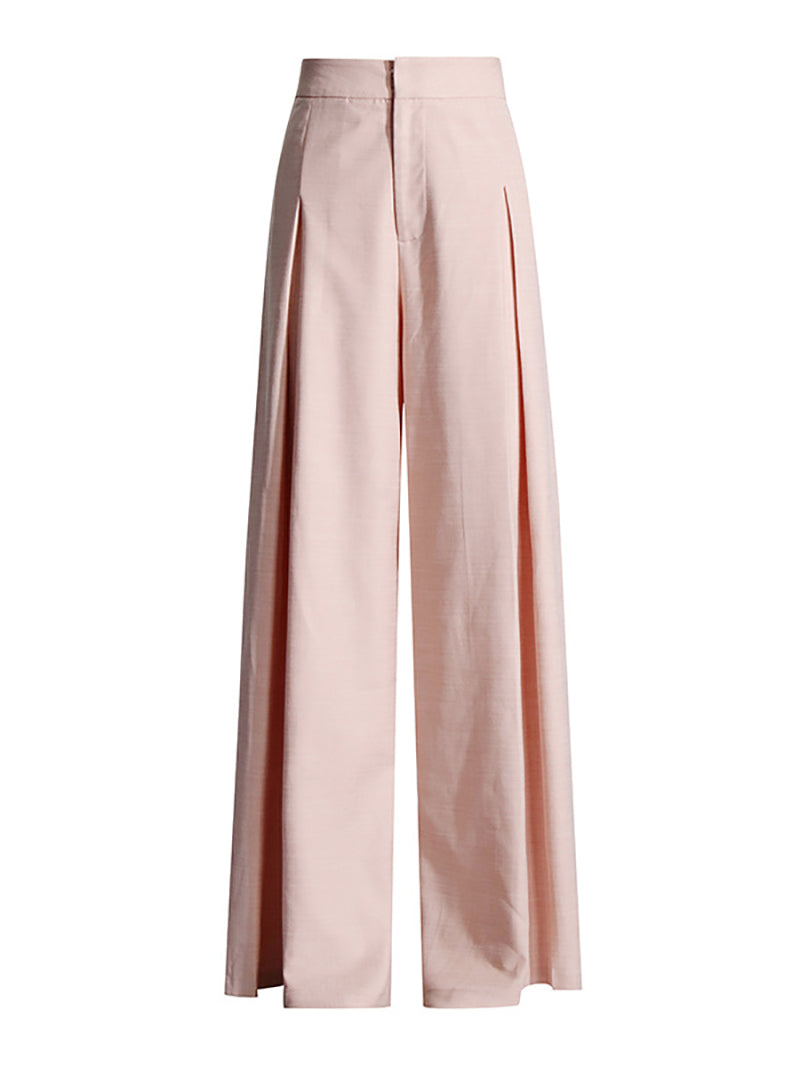Elegant V Neck Lace-up Top High Waist Wide Leg Pant Set