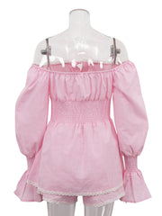 Sexy Off-Shoulder Cinched Waist Lace-Up Top Shorts Set