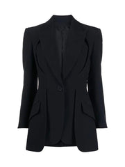 Solid Patchwork Button Minimalist Blazer