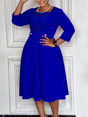 Fashion Square Neck Ruched High Waist Dress
