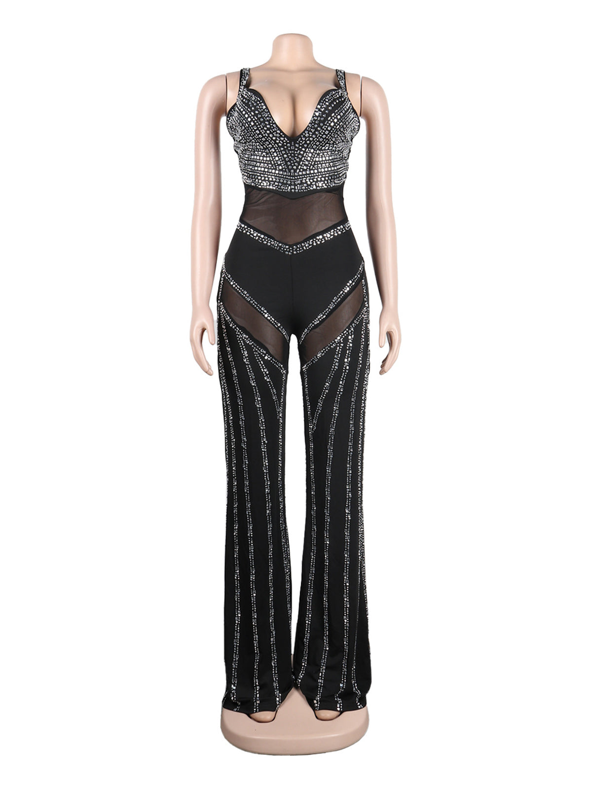 Sexy Deep V See Through Skinny Jumpsuit