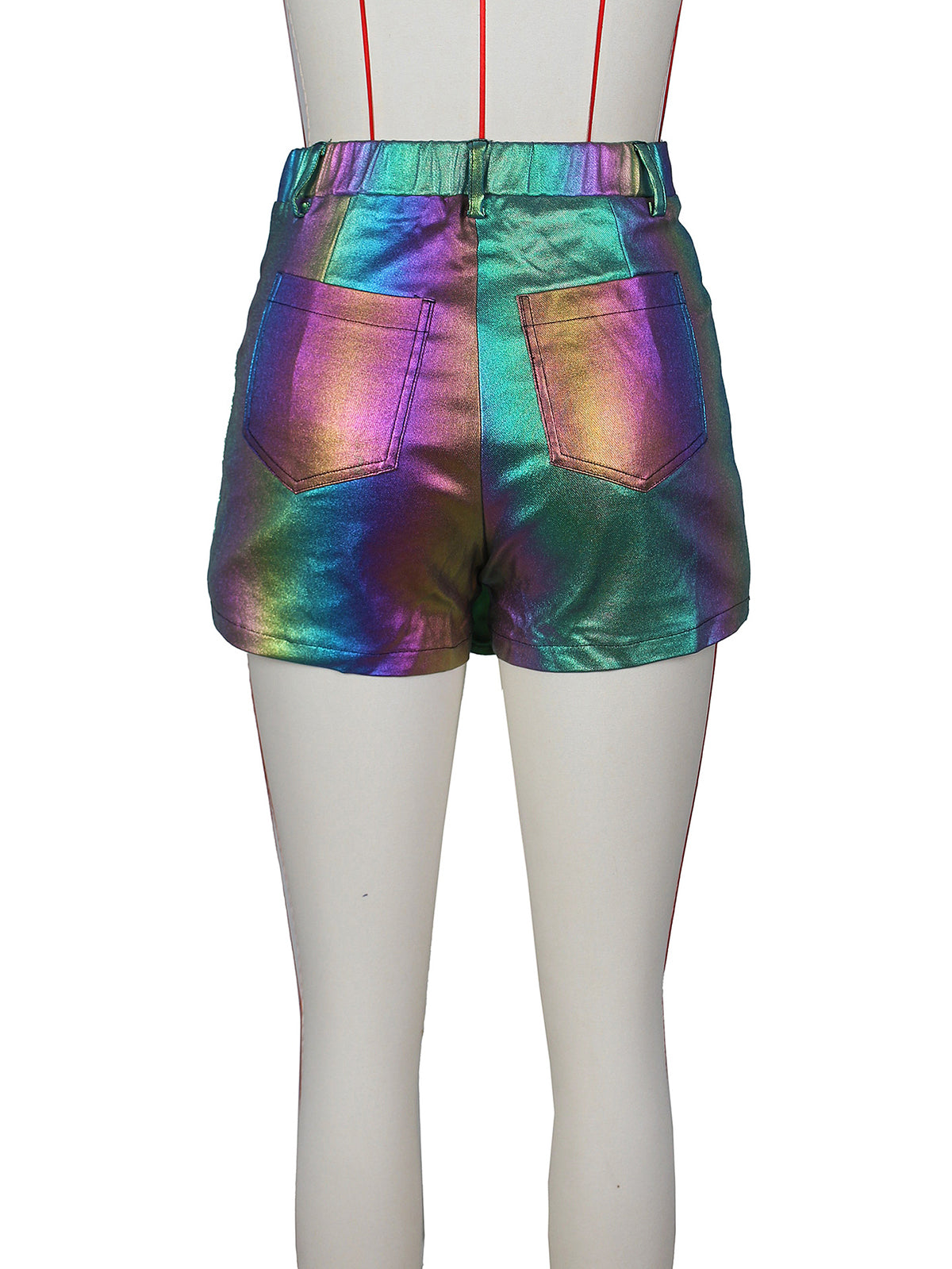 Casual Metallic Shiny High Waist Irregular Shorts Skirs