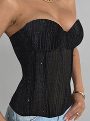 Sexy Bandage Glitter Overbust Corset Tops
