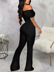 Sexy Solid color Off Shoulder Jumpsuit