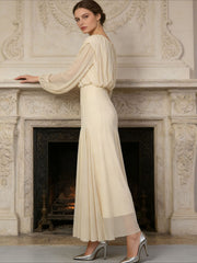 Long Sleeve Pleated Maxi Dress-boutique